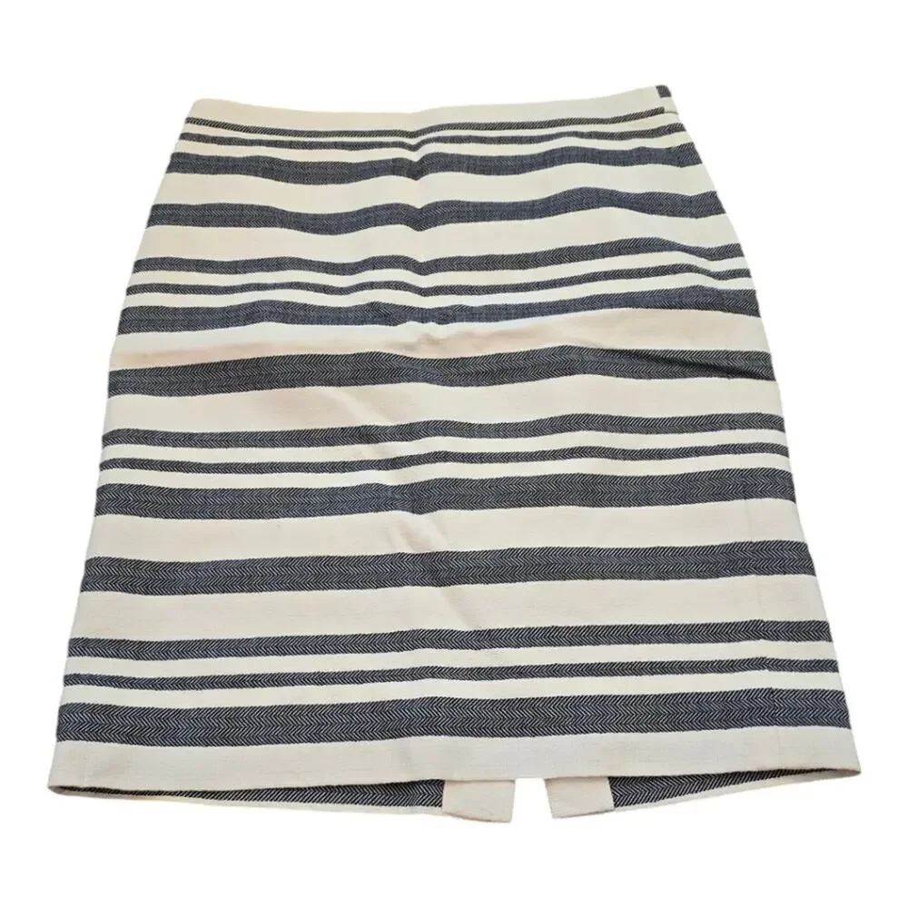 J. Crew‎ Black and White Striped Pencil Skirt Size 2